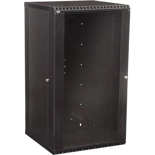 Kendall Howard 3140-3-001-22 LINIER Fixed Wall Mount Cabinet, Glass Door, 22U, CRS, Black