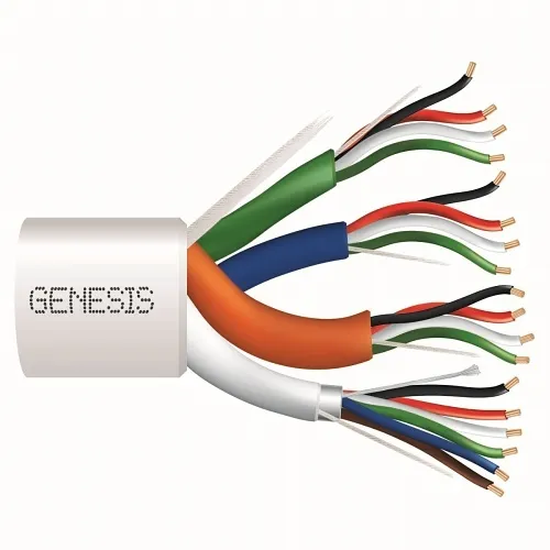 Genesis 31991001 22/6 Stranded Shielded + 22/4 Stranded + 22/4 Stranded + 18/4 Stranded Composite Access Control Cable, Plenum, CMP, FT6, 1000' (304.8 m) Reel, White