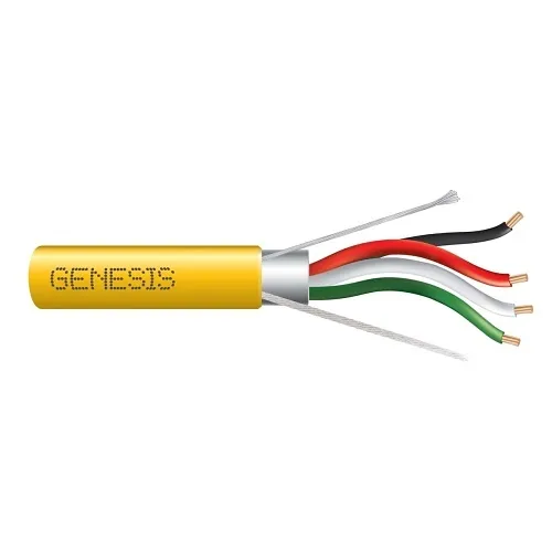 Genesis 32152102 18/4 Stranded Shielded Cable, Plenum, CMP, FT6, 1000' (304.8 m) Reel-in-a-Box, Yellow