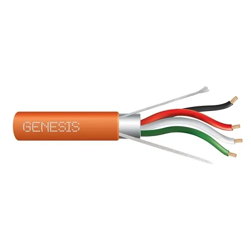 Genesis 32152103 18/4 Stranded Shielded Cable, Plenum, CMP, FT6, 1000' (304.8 m) Reel-in-a-Box, Orange
