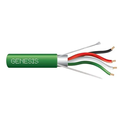 Genesis 32152105 18/4 Stranded Shielded Cable, Plenum, CMP, FT6, 1000' (304.8 m) Reel-in-a-Box, Green