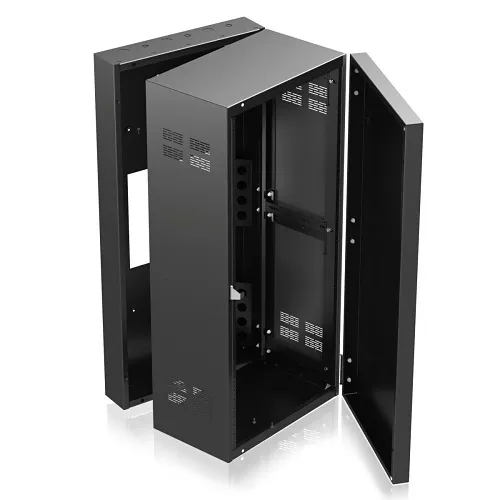 AtlasIED 324-12 19" Wide Opening Stand-Alone Wall Cabinet with Adjustable Rails, 24RU