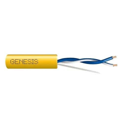Genesis 32521102 22/1-Pair Stranded Unshielded LonWorks Cable, Plenum, CMP, FT6, 1000' (304.8 m) Pull Box, Yellow