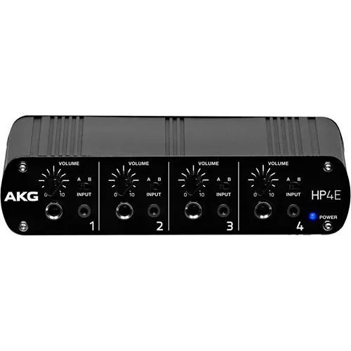 AKG HP4E 4-Channel Headphone Amplifier with Independent High-power Stereo Amplifiers, Stereo Inputs, 1/4" and 1/8" Stereo Outputs per Channel