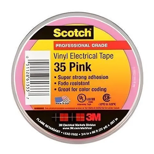 3M 35-3/4X66FT-PK Scotch Vinyl Color Coding Electrical Tape 35, 3/4" x 66', Pink