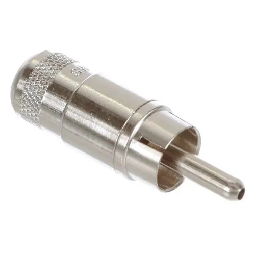 Switchcraft 3502 2-Conductor Shielded RCA Straight Plug, Cable up to 0.203" (5.16mm) Diameter, Nickel Plated Copper Alloy Body and Handle