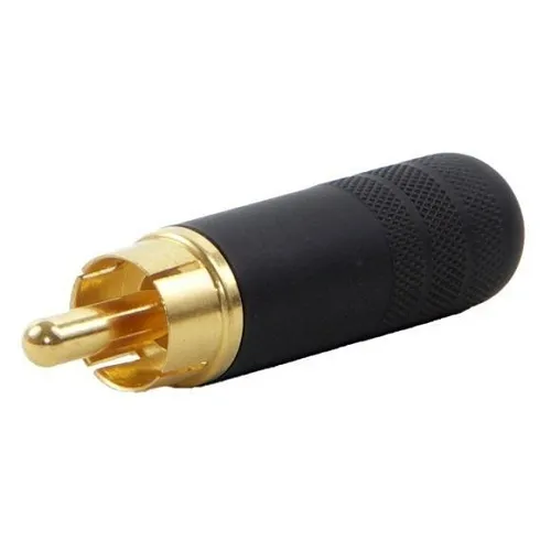 Switchcraft 3502ABAU 2-Conductor Shielded RCA Straight Plug, Long Handle / Cable Clamp, Black