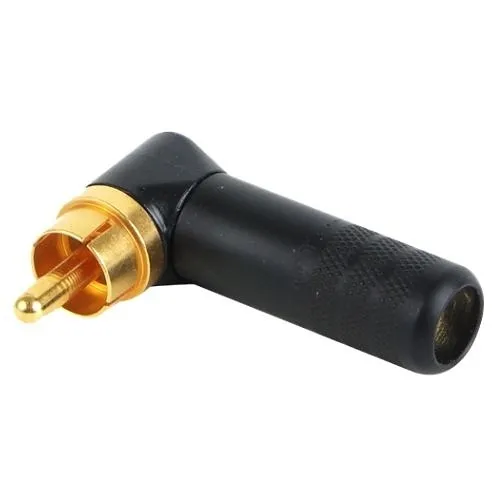 Switchcraft 3502RABAU Right Angle Cable Mount RCA Plug, Gold Pin / Black Body