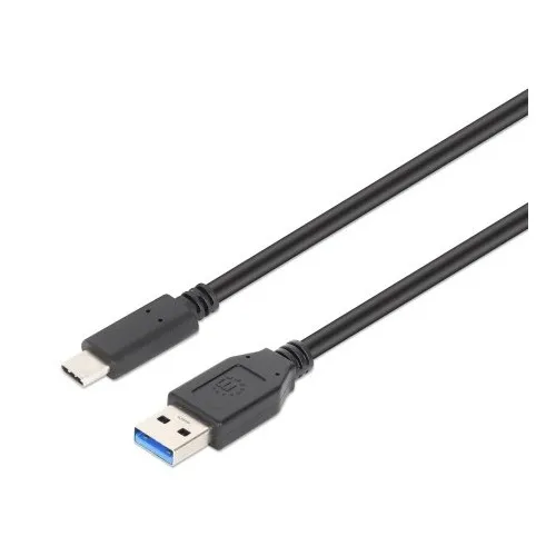 Manhattan 353373 SuperSpeed+ USB C Device Cable, USB 3.2 Gen 2, Type-A Male to Type-C Male, 10 Gbps, 1m (3'), Black