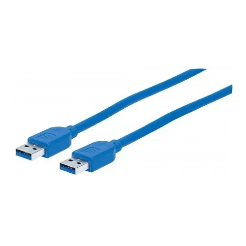 Manhattan 354295 USB 3.0 Male A Male, USB-A Male to USB-A Male, SuperSpeed USB (USB 3.2 Gen 1), 5 Gbps, 1.8m (6'), Blue