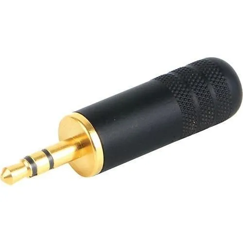 Switchcraft 35HDBAUPKG 35HD Series 3.5mm (1/8" Mini) Stereo Plug, Gold Finger, Black Handle, 0.290" Cable Diameter