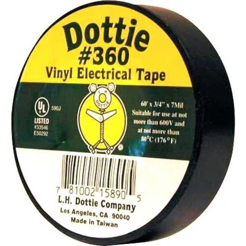 Dottie 360 3/4" 60' Black Electrical Tape