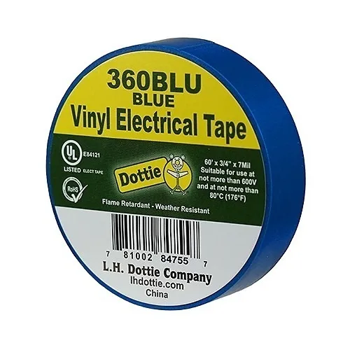Dottie 360BLU 3/4in 60ft 7mil. Premium Color Coding PVC Tape Blue