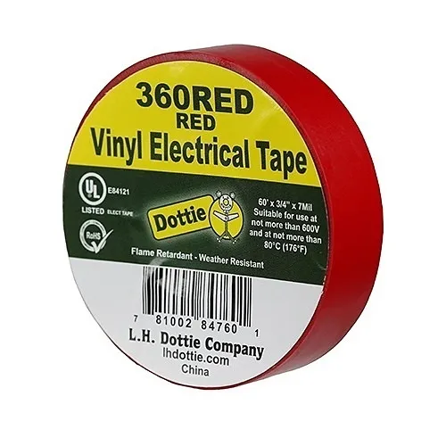 Dottie 360RED 3/4in 6ft x7mil. Premium Color Coding PVC Tape Red