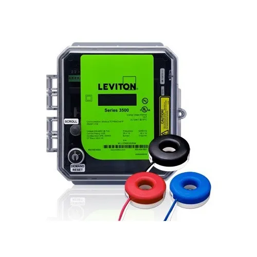 Leviton 3OUMT-2SM 3300 Series Electric Meter Kit, Submeter, Outdoor, 208-480VAC, 3-Phase 3-4 Wire, Max 200A, 3 Solid Core Current Transformers