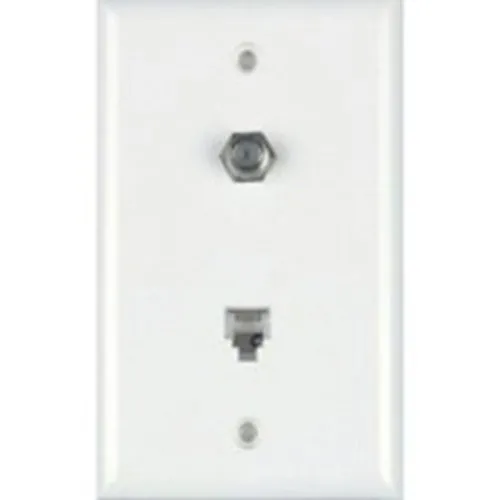 DataComm 40-0011 Color-Rite Combination Phone/Coax Plate, Standard Size, UL, Ivory