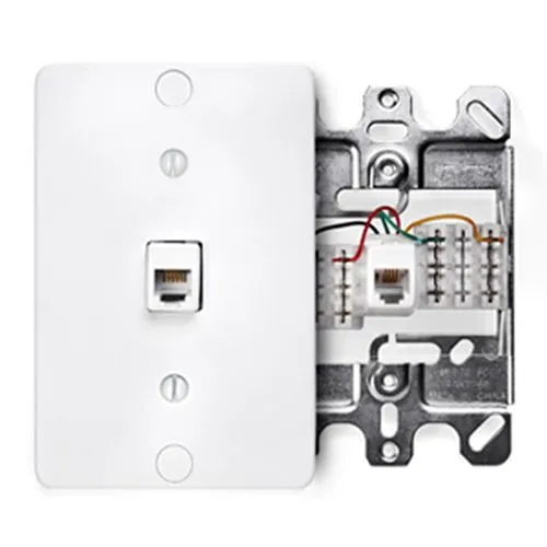 Leviton 40253-W Telephone Wall Phone Jack, 6P4C, Quick Connect, White
