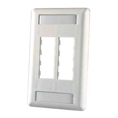 Ortronics 40300546 Tracjack Faceplate, Four-Port (Single Gang), Plastic, Fog White