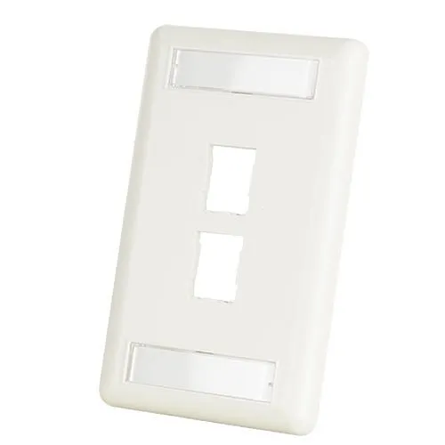 Ortronics 403HDJ12 HDJ 2-Port 1-Gang Faceplate with Label Field, Fog White