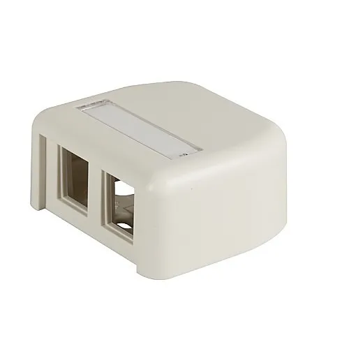 Ortronics 404HDJ2 HDJ 2-Port Plastic Surface Mount Box with Label Field, Fog White