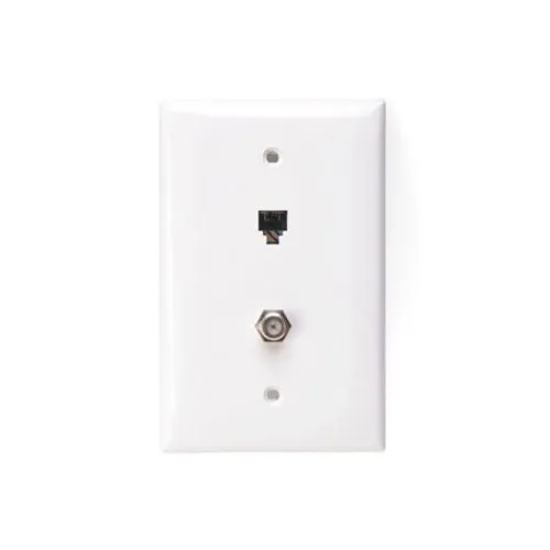 Leviton 40539-CMW Midsize Telephone/Video Wall Jack, 6P4C F, White