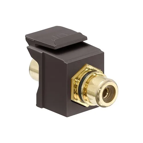 Leviton 40830-BBE RCA Feedthrough QUICKPORT Connector, Gold-Plated, Black Stripe, Brown