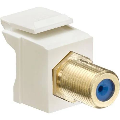 Leviton 40831-'G Feedthrough QuickPort F-Connector, Gold Plated, Light Almond Housing