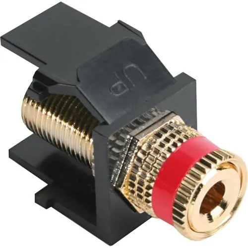Leviton 40833-BER Binding Post QuickPort Coupler, Red Stripe, Black Housing