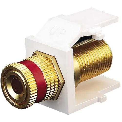 Leviton 40833-BWR Binding Post QuickPort Coupler, Red Stripe, White Housing