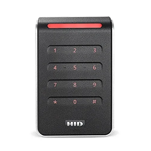 HID 40KHNKS-03-0005N1 Signo 40K Contactless PIV Reader with Keypad, Pigtail Connection, BAA Certified, Custom Profile, Black with Silver Trim