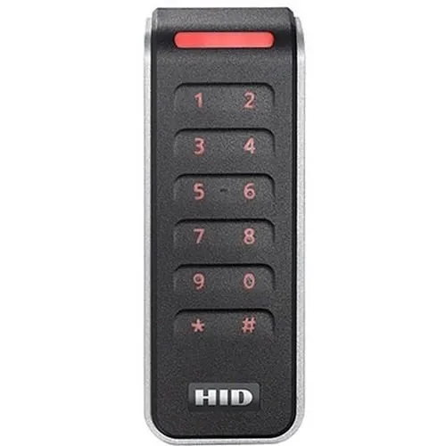 HID 40KNKS-01-00067B Signo 40K Pigtail Keypad Reader with Seos Profile, Wiegand, CSN Suppressed, 8-Bit Dorando, No Parity, Facility Code 0, Red LED, Green Flashing, Black with Silver Trim