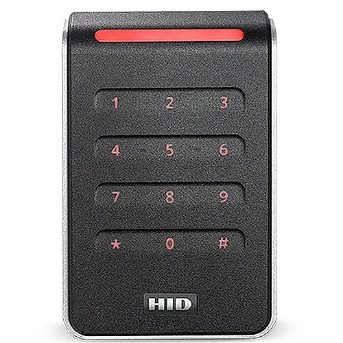 HID 40KNKS-T0-000000 Signo 40 Contactless Smartcard Keypad Reader, Multi-Technology, Mobile Ready, Wall Switch Mount, Pigtail, Black with Silver Trim