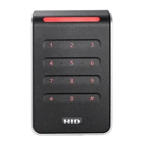 HID 40KTKS-00-000000-HD01 Signo 40 Wall Mount Keypad Reader, Terminal Strip Connection, HID Logo, Black with Silver Trim (Replaces RK40, RPK40)