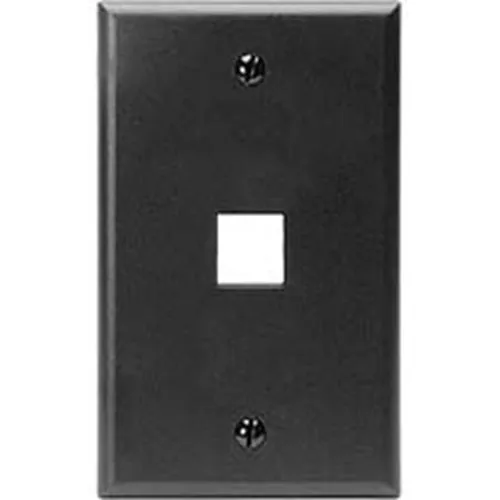Leviton 41080-1EP Single-Gang QuickPort Wall Plate, 1-Port, Black