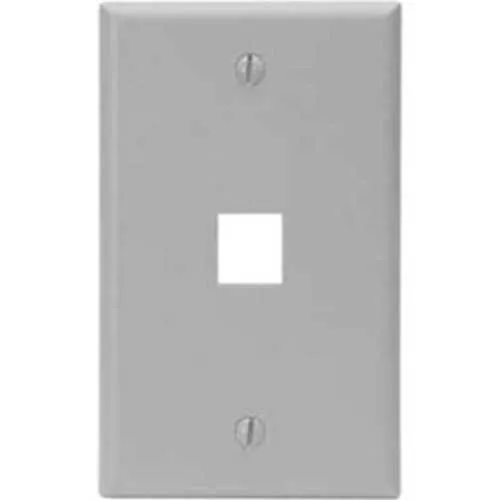Leviton 41080-1GP Single-Gang QuickPort Wall Plate, 1-Port, Grey