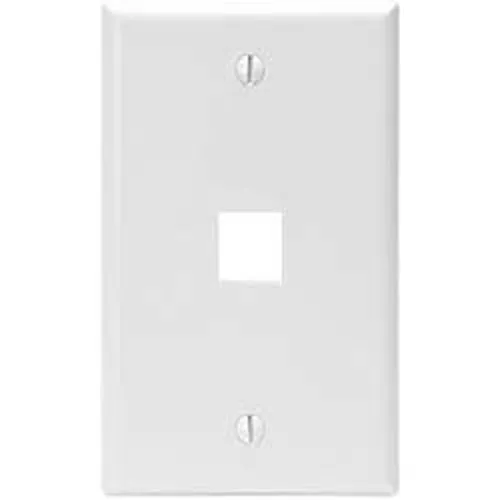 Leviton 41080-1WP Single-Gang QuickPort Wall Plate, 1-Port, White