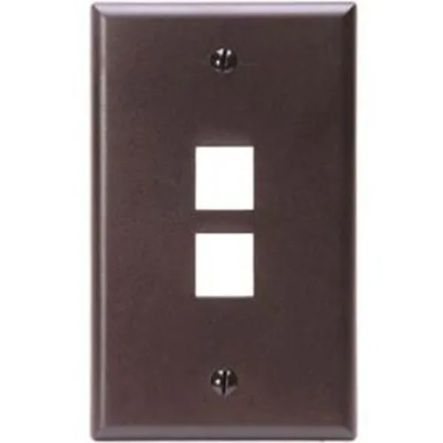 Leviton 41080-2BP Single-Gang QUICKPORT Wallplate, 2-Port, Brown