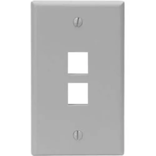 Leviton 41080-2GP Single-Gang QuickPort Wall Plate, 2-Port, Grey