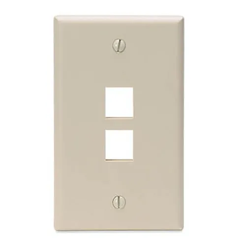 Leviton 41080-2IP Single-Gang QuickPort Wall Plate, 2-Port, White