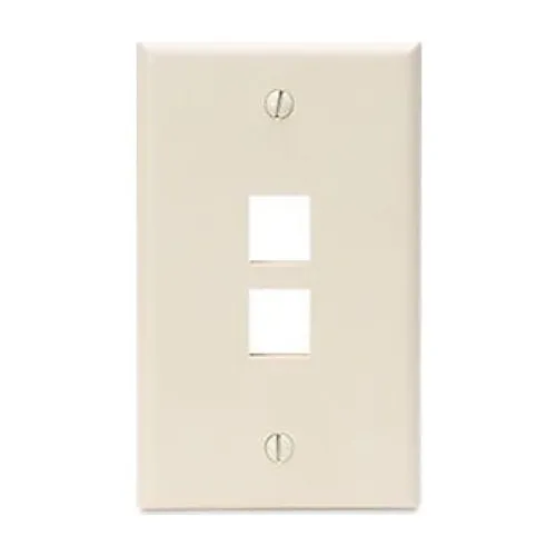 Leviton 41080-2TP Single-Gang QUICKPORT Wallplate, 2-Port, Light Almond