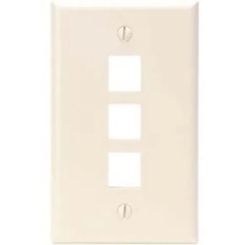 Leviton 41080-3TP Single-Gang QuickPort Wall Plate, 3-Ports, Light Almond