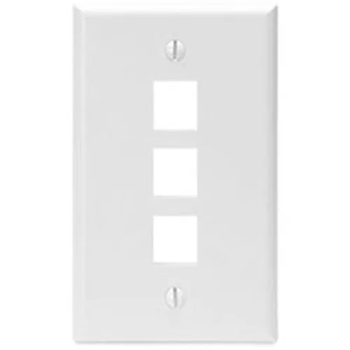 Leviton 41080-3WP Single-Gang QuickPort Wall Plate, 3-Ports, White