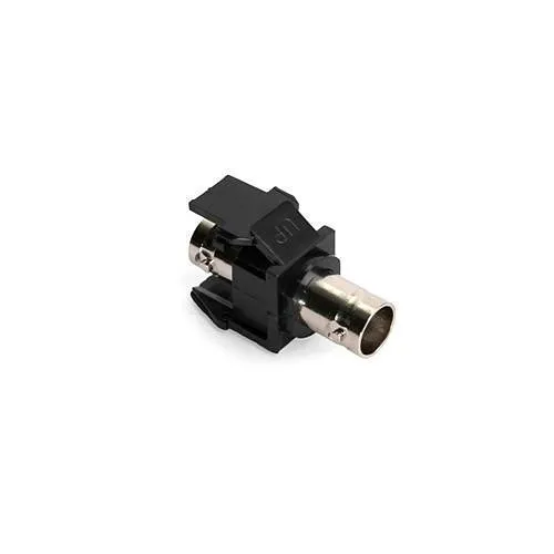 Leviton 41084-BEF QuickPort BNC Feedthrough Connector, Nickel-Plated, 50 Ohms, Black
