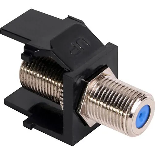 Leviton 41084-FEF Feedthrough QuickPort F-Connector, Nickel Plated, Black Housing