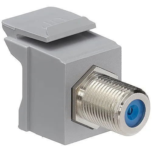 Leviton 41084-FGF Feedthrough QuickPort F-Connector, Nickel Plated, Grey Housing