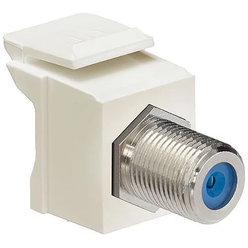 Leviton 41084-'F Feedthrough QuickPort F-Connector, Nickel Plated, Light Almond Housing