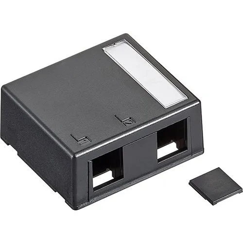 Leviton 41089-2EP Surface-Mount QuickPort Box, Plenum-Rated, 2-Port, Black