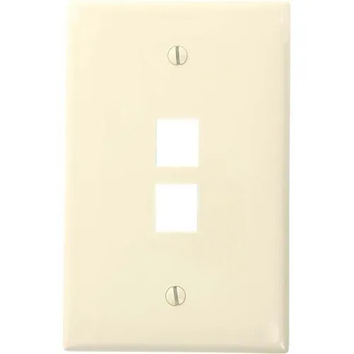 Leviton 41091-2TN Midsize Single-Gang QuickPort Wall Plate, 2-Port, Almond