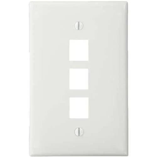 Leviton 41091-3WN QuickPort Midsize Single-Gang Wall Plate, 3-Port, White