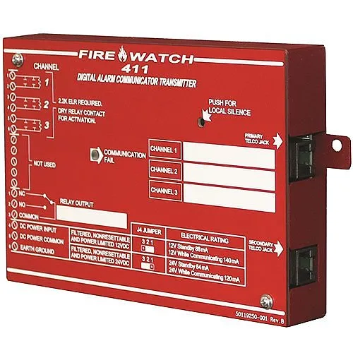 Fire-Lite 411UD Fire-Watch Slave Digital Alarm Communicator, Monitoring Channels